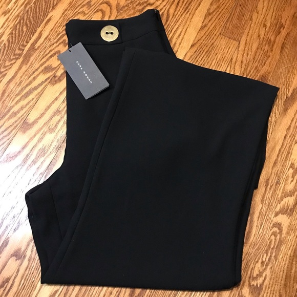 Zara High Waisted Dress Pants w/Large Gold Buttons - Picture 5 of 8